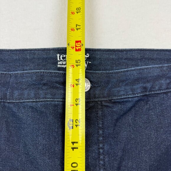 NWT Terra & Sky Women Core Straight High Rise Stretch Navy Denim Jeans Plus 26W - Picture 9 of 11